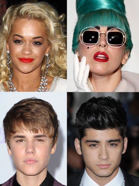 Rita Ora, Lady Gaga, Justin Bieber, Zayn Malik