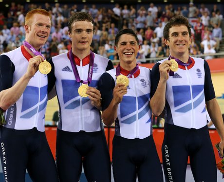 Team GB's Ed Clancy, Steven Burke, Peter Kennaugh, And Geraint Thomas Win Gold In The Men's Team Pursuit