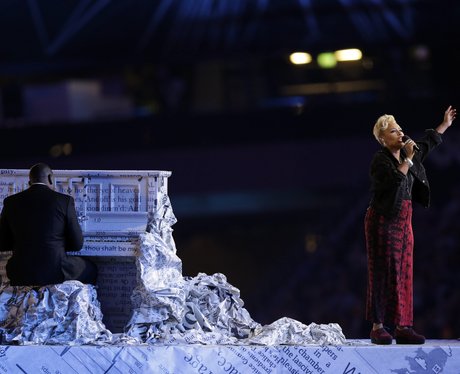 Emeli Sande performs at the Olympic Closing Ceremony 2012