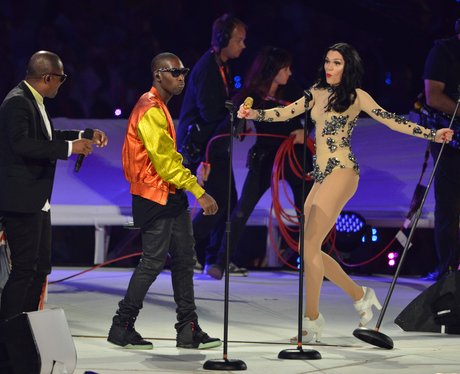 Jessie J, Taio Cruz and Tinie Tempah on stage.