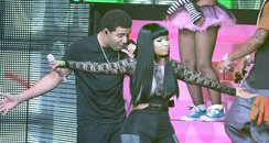 Nicki Minaj and Drake perform on stage
