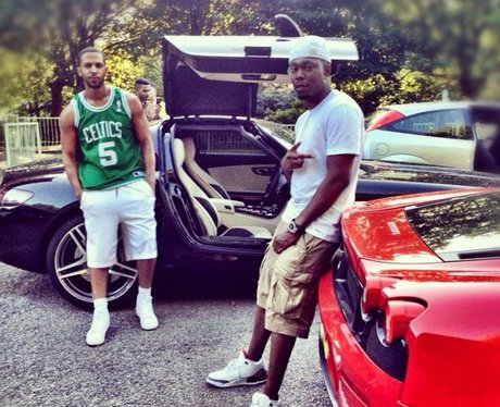Marvin Humes and Dizzee Rascal with their cars