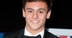 Tom Daley wearing a suit at the British Comedy Awa