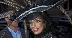 Lady Gaga wears big hat with feathers in Denmark