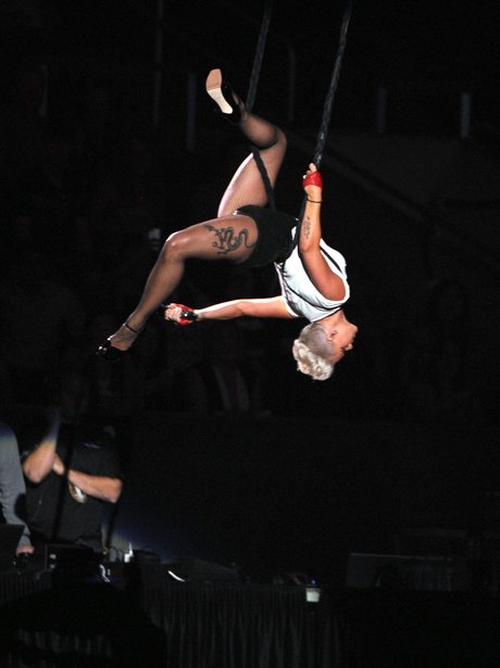 Pink performs on stage