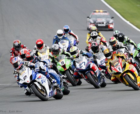 BSB - The riders race into the bend