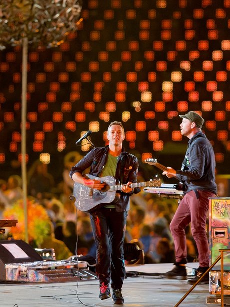 Coldplay perform at the Paralympics closing ceremony.