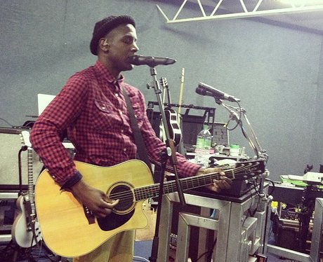 Labrinth rehearsing with acoustic guitar