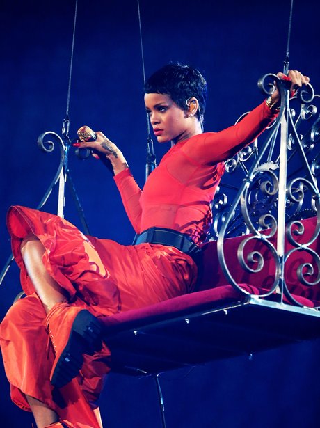 Rihanna with short hair at Paralympics closing ceremony.
