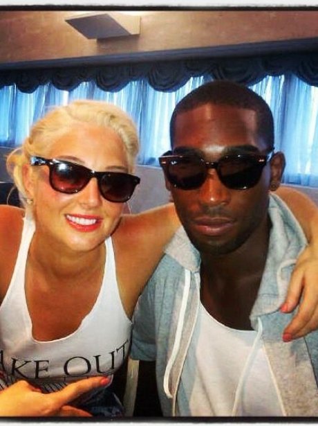 Tulisa and Tinie Tempah wearing sunglasses