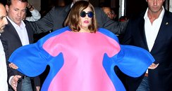 Lady Gaga in Blue and Pink 'Fat' Dress