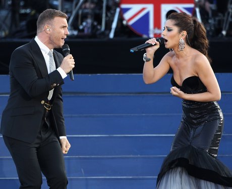 Cheryl Cole and Gary Barlow on stage together