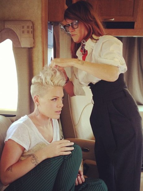 Pink hair cut