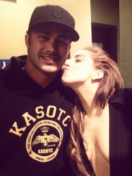 Lady Gaga and Taylor Kinney on the set of Chicago Fire