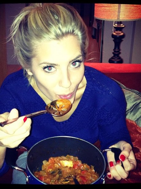Mollie King cooking.