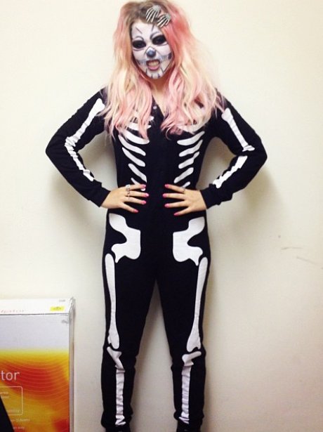 Amelia Lily dressed as a skeleton
