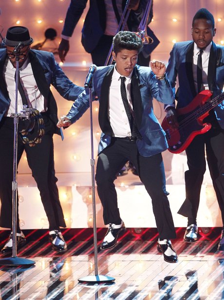 Bruno Mars performing live on stage