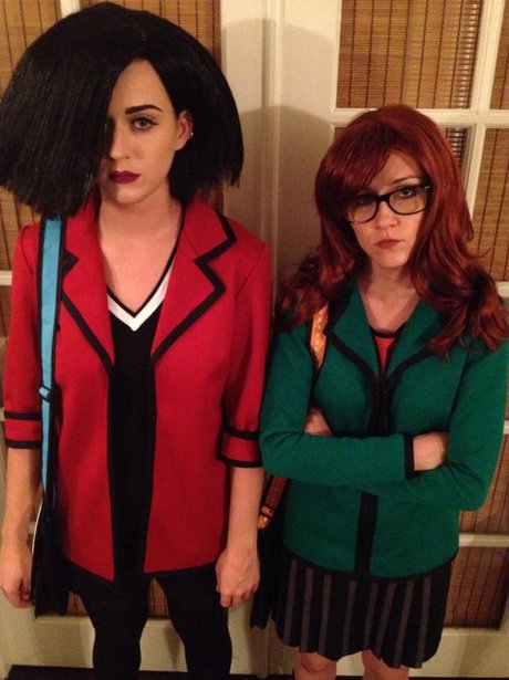 Katy Perry in fancy dress with her friend