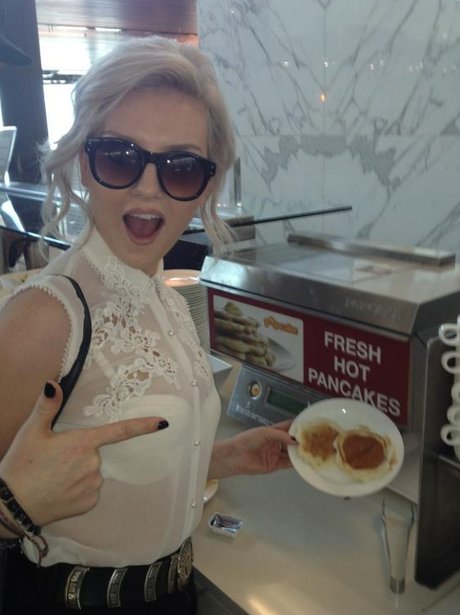 Perrie Edwards from Little Mix with pancakes.