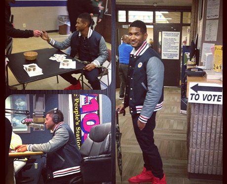 Usher voting on Twitter