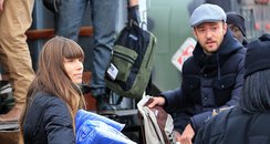 Justin Timberlake and Jessica Biel helping Hurrica
