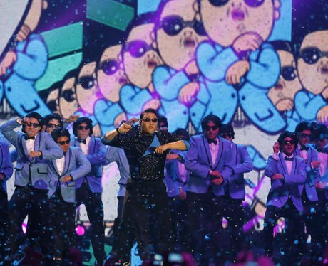 Psy performs during the 2012 MTV European Music Aw