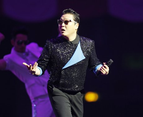 Psy performs during the 2012 MTV European Music Aw
