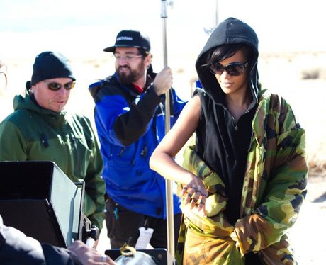 Rihanna and crew during 'Diamonds' video shoot