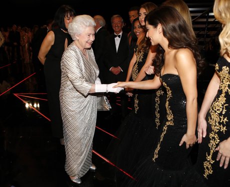 Girls Aloud with Queen Elizabeth at Royal Variety