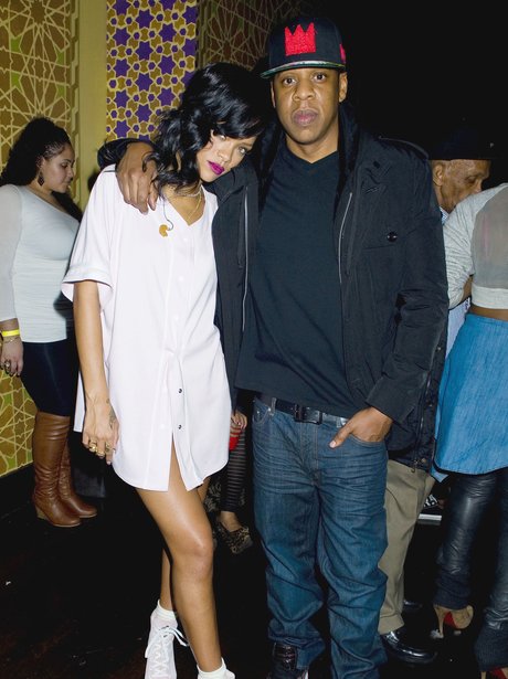 Rihanna and Jay Z pose backstage