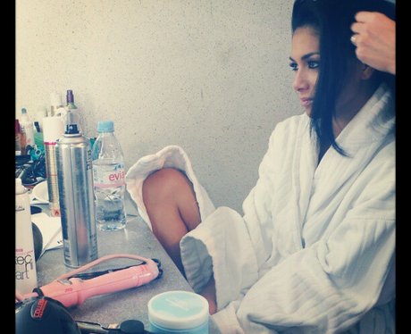 Nicole Scherzinger getting her make-up done