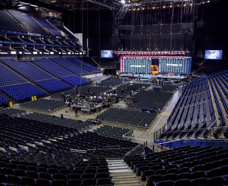 A full shot of the O2 Arena shows just how big the stage is for the ...