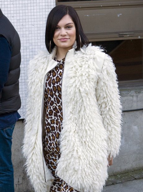 Jessie J wearing a leapoard print dress