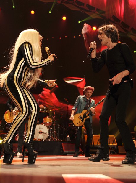  Lady Gaga performs with The Rolling Stones