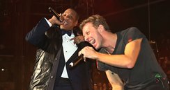 Rihanna, Jay-Z and Chris Martin perform in concert
