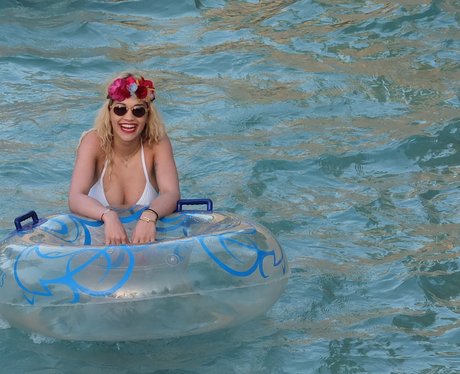 Rita Ora in a swimming pool in Dubai