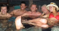 Harry Styles and Richard Branson in hot tub