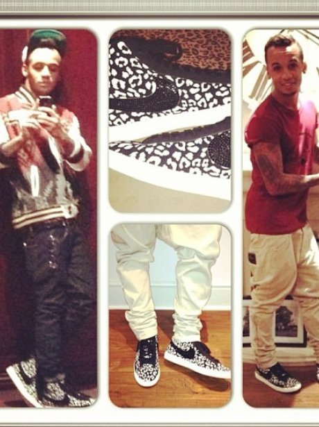 Aston merrygold shows off his trainers