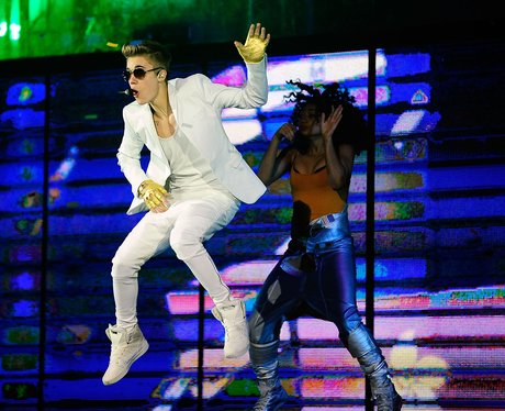 Justin Bieber grabbing his crotch on stage