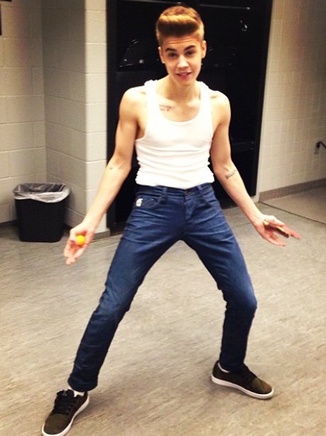 Justin Bieber wearing tight jeans