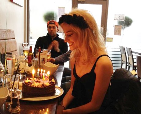 Pixie Lott with her birthday cake