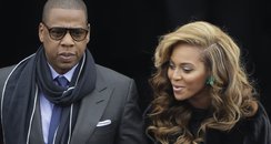 Jay-Z and Beyonce arrive at the ceremonial swearin