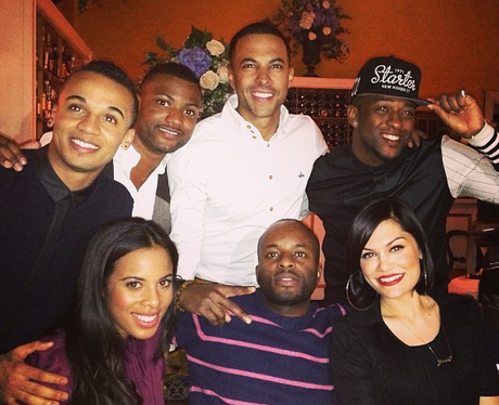 Jessie J, JLS and Rochelle Wiseman having dinner
