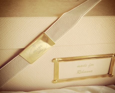 Rihanna enjoys an exclusive gift from Prada