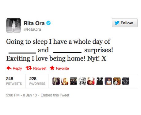 Rita Ora Tweet