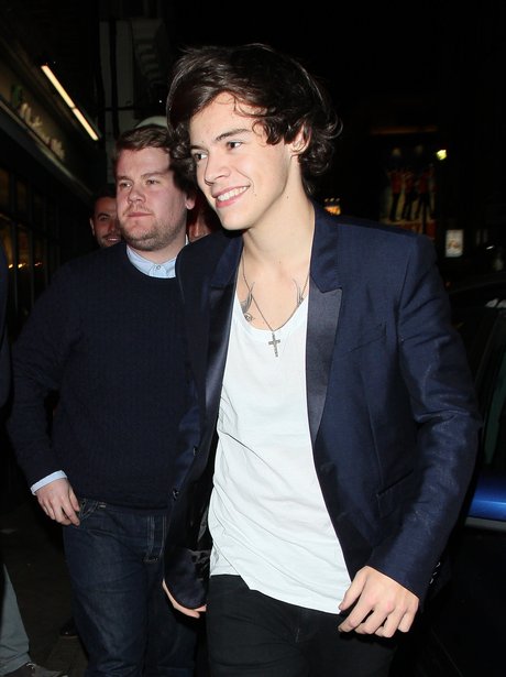 Harry Styles and James Corden in London.