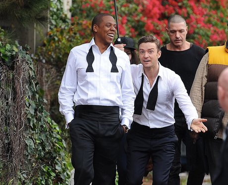 Jay-Z and Justin Timberlake on the set