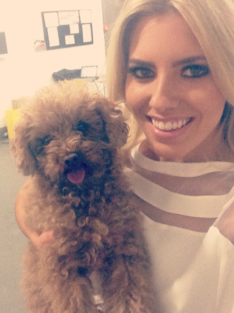 Mollie King with her pet dog
