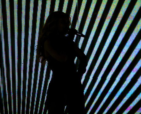 Beyonce performs in silhouette at the US Super Bowl