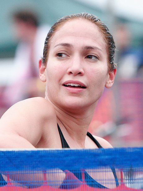 Jennifer Lopez competes at the Nautica Malibu Triathalon